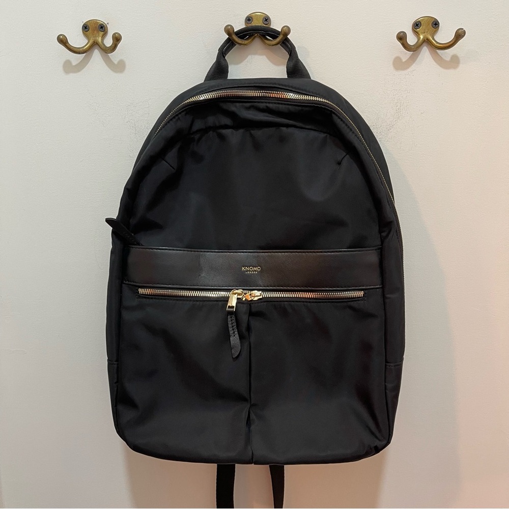 Knomo London Black & Gold Mayfair Beauchamp Backpack Sleek Classic